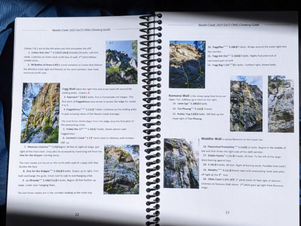 Newlin Creek Climbing Guide Sample Page